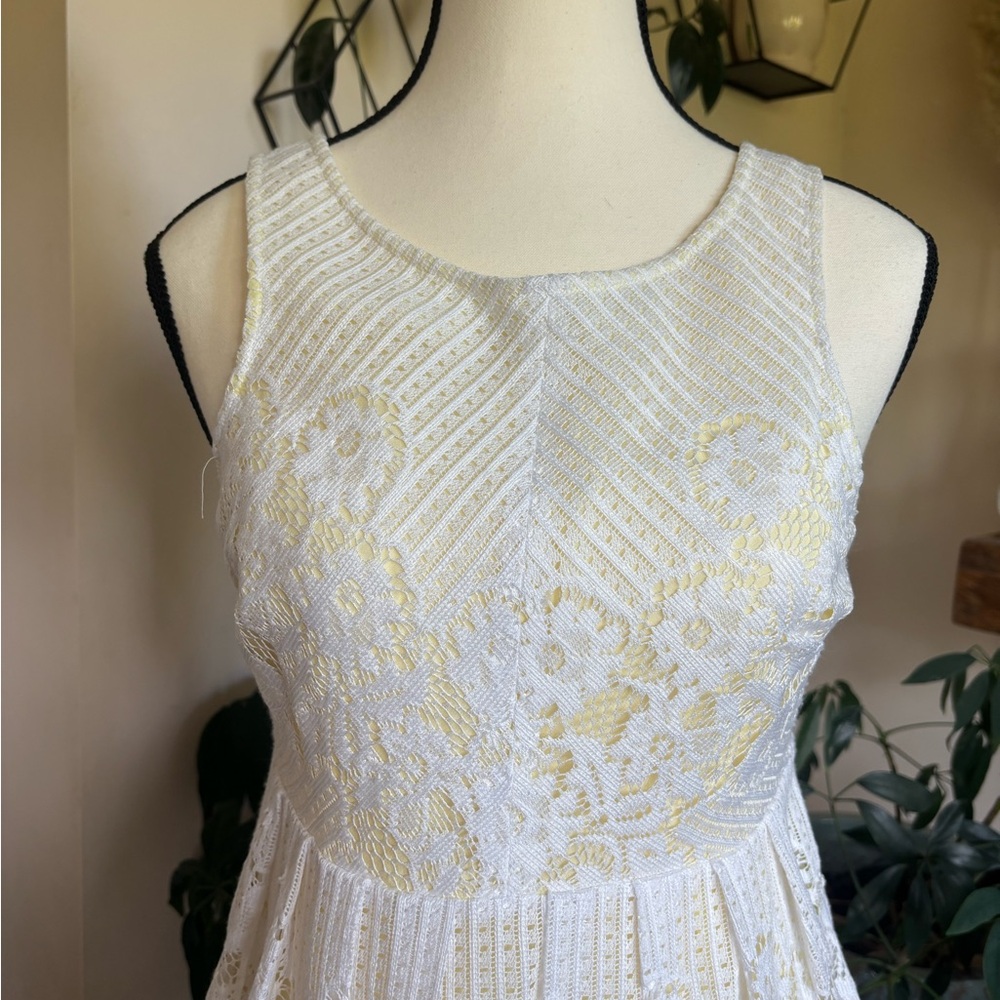 Free People White Lace Dress with Yellow Lining - Picture 2 of 7